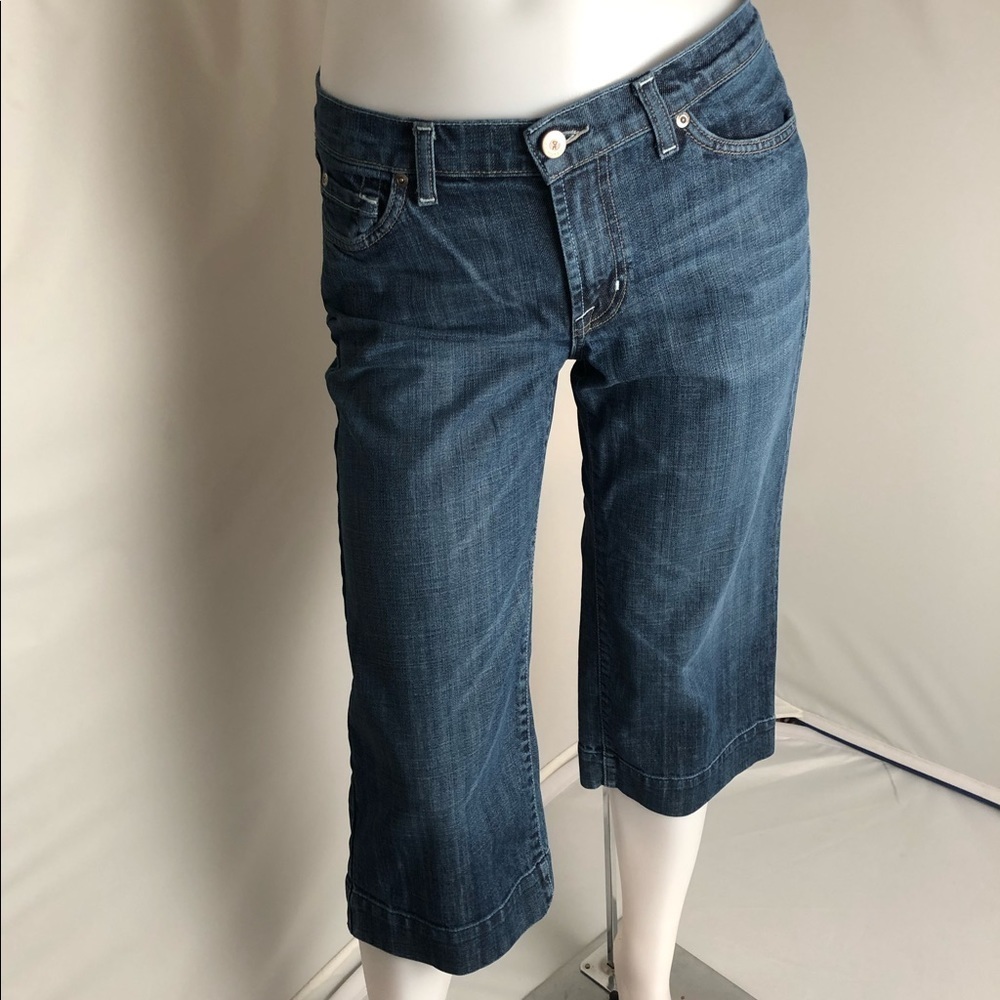 David Kahn blue denim jeans gaucho culottes  8